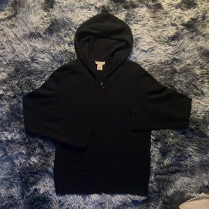 Vertical Design Cashmere Hoodie Cardigan Sweater Size L